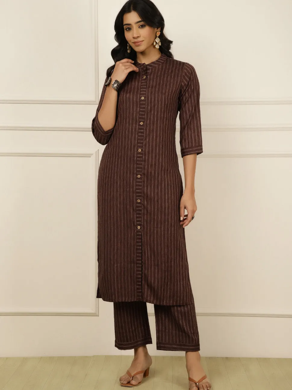 Jaipur Kurti Self-Design Straight Kurta With Palazzo