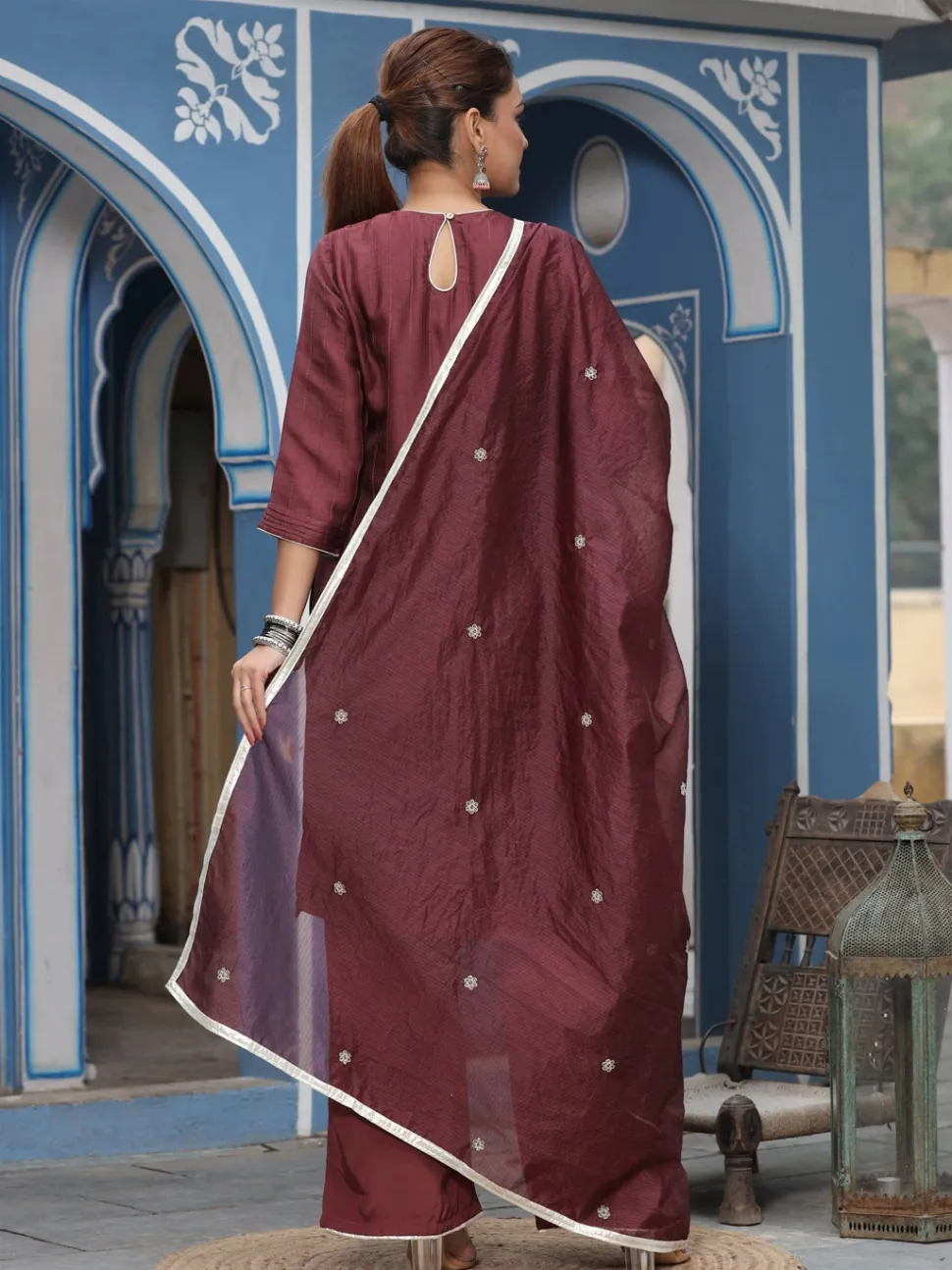 Jaipur Kurti Straight Embroidered Kurta With Palazzo & Dupatta