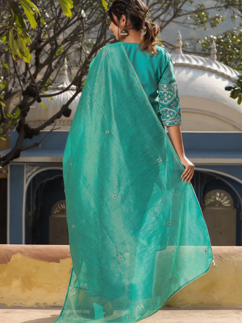 Jaipur Kurti Straight Embroidered Kurta with Pants & Dupatta