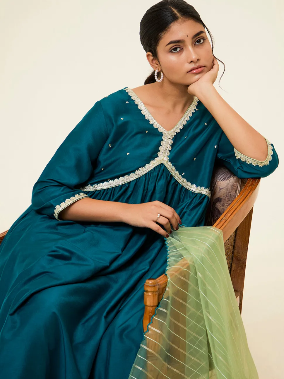 Jaipur Kurti Embroidered Festive Suit Set