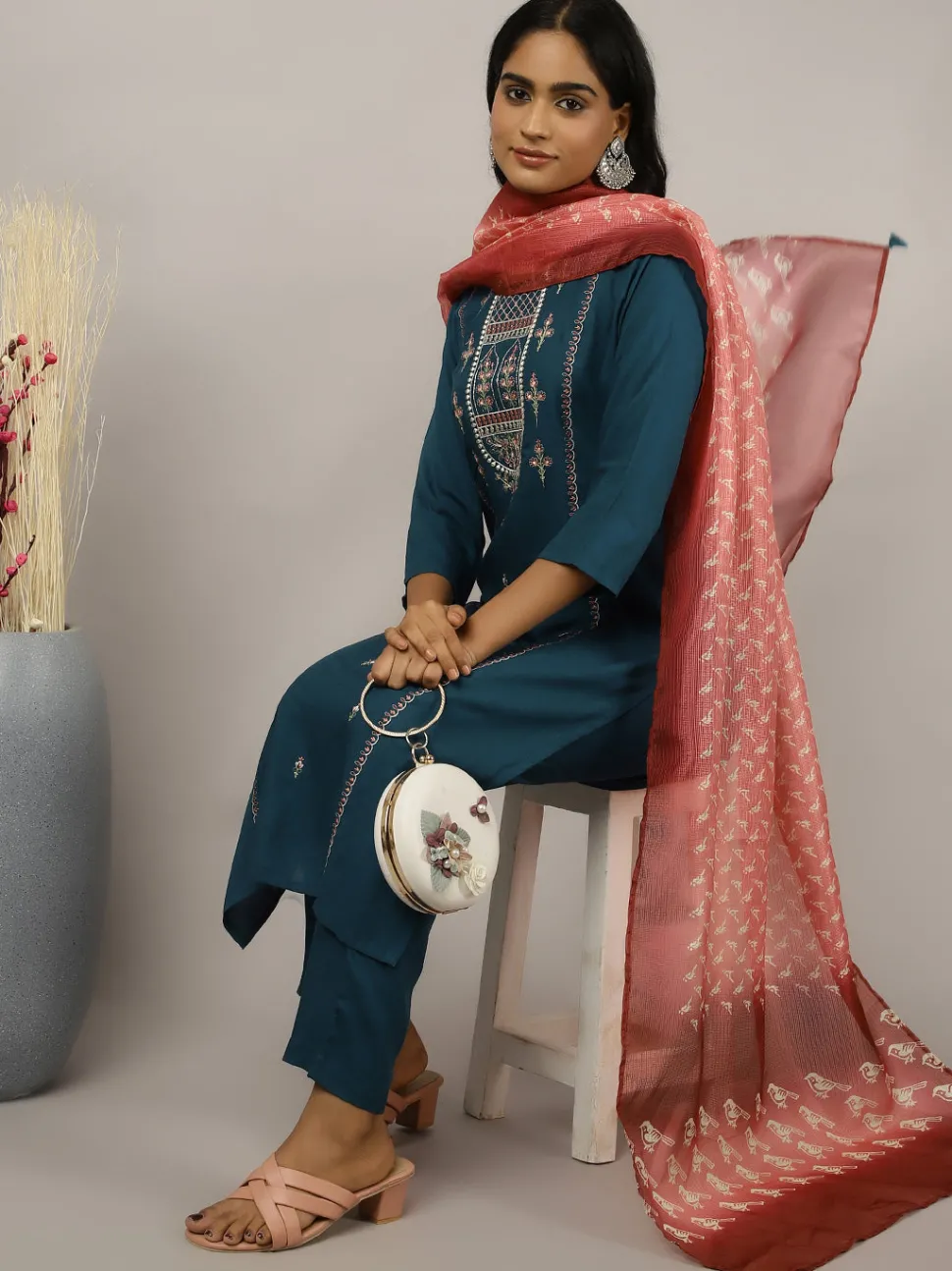 Jaipur Kurti Embroidered Kurta Set With Dupatta