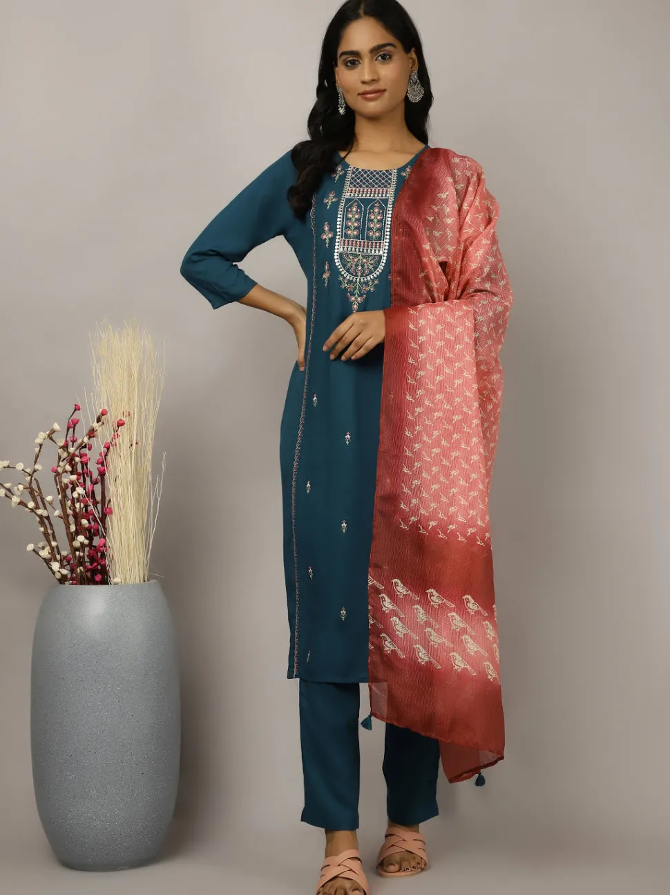 Jaipur Kurti Embroidered Kurta Set With Dupatta