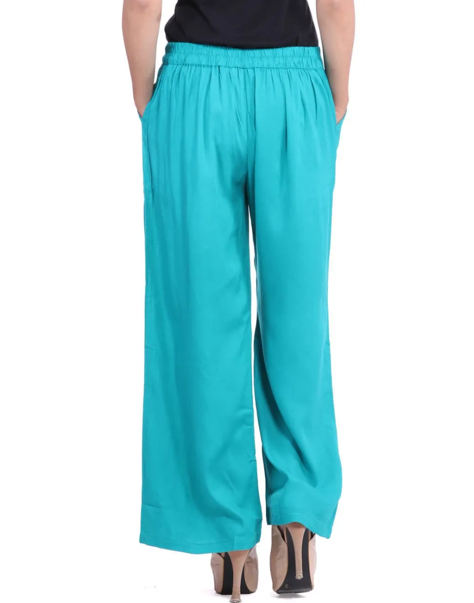 turquoise_blue_solid_rayon_palazzo_2.webp Jaipur Kurti Turquoise Blue Solid Rayon Palazzo