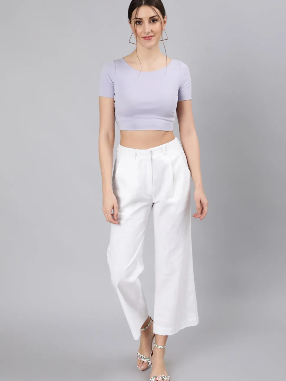 Jaipur Kurti Cotton Slub Flared High Rise Parallel Pants