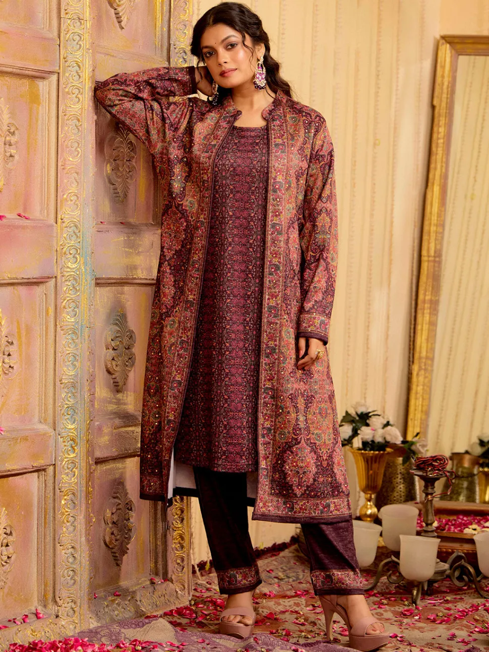 Jaipur Kurti Color Woolen Ethnic Printed Co-ord Set