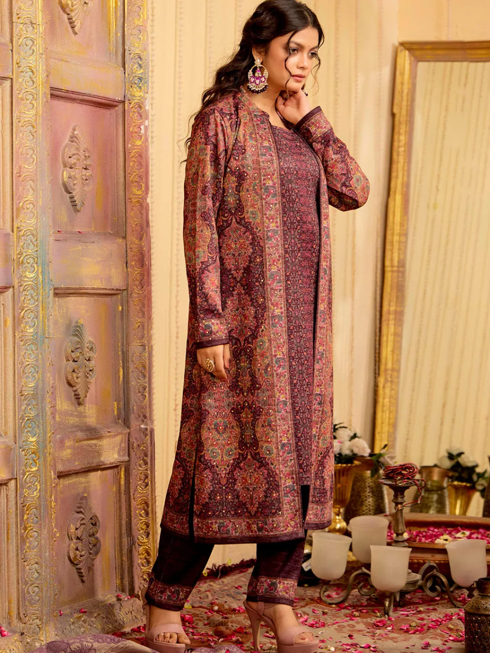 Jaipur Kurti Color Woolen Ethnic Printed Co-ord Set