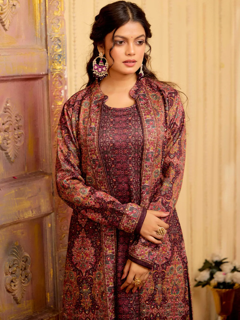 Jaipur Kurti Color Woolen Ethnic Printed Co-ord Set