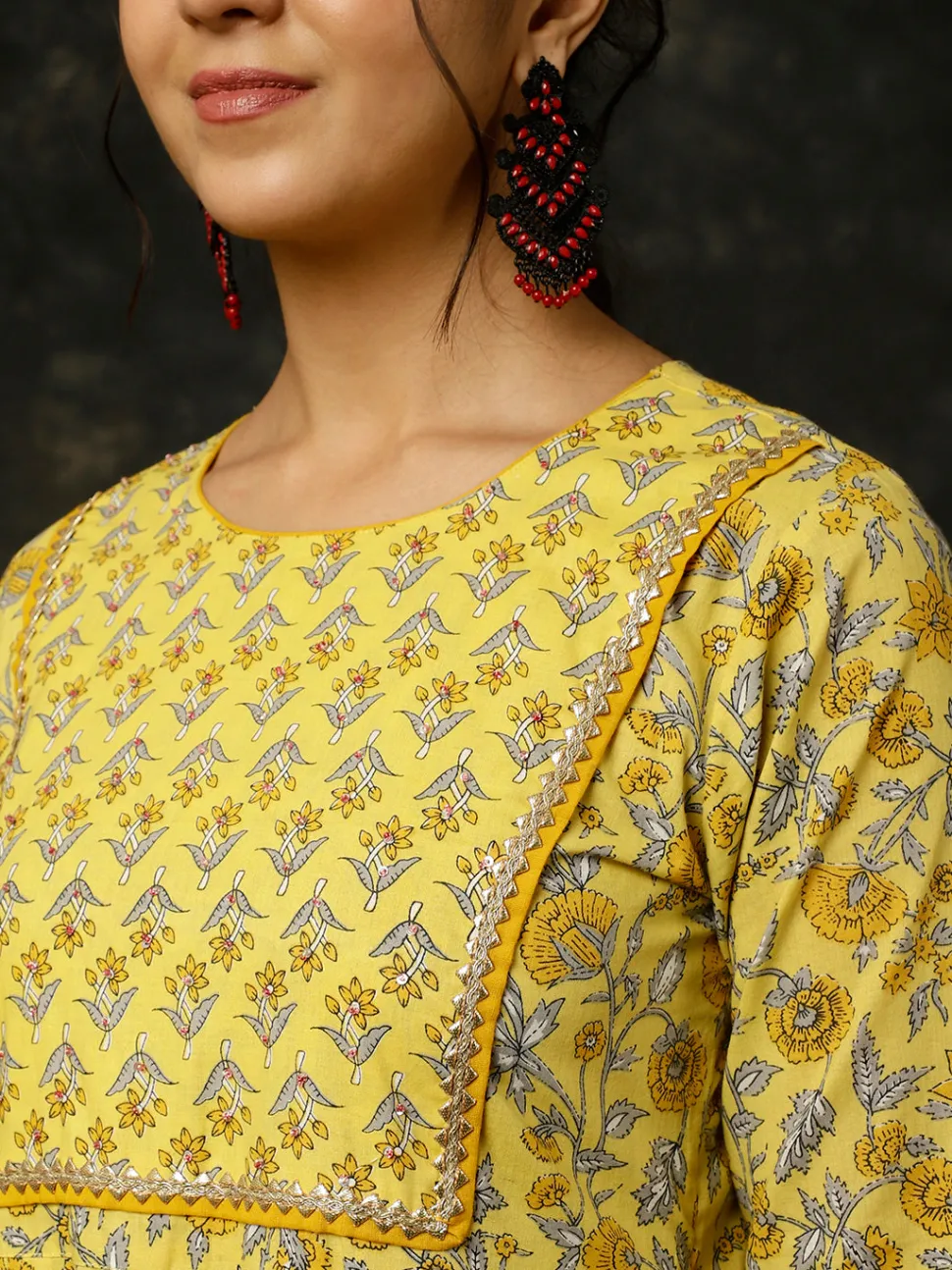 yellow_ethnic_print_anarkali_kurta_with_pants_and_dupatta_6.webp Jaipur Kurti Ethnic Print Anarkali Kurta With Pants And Dupatta