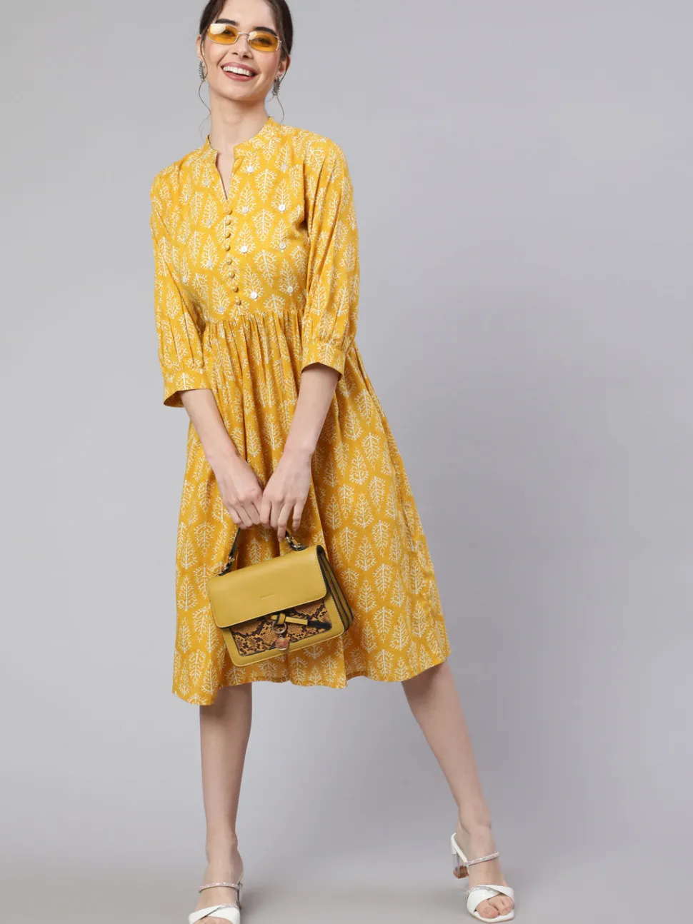 Jaipur Kurti Ethnic Printed Flared Dress