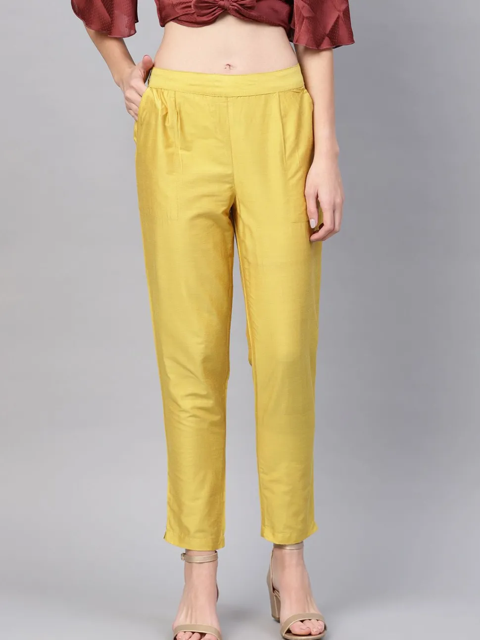 Jaipur Kurti Solid Chanderi Pants