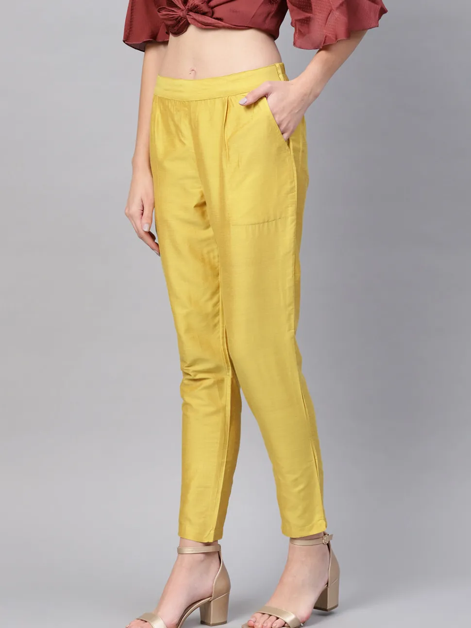 Jaipur Kurti Solid Chanderi Pants