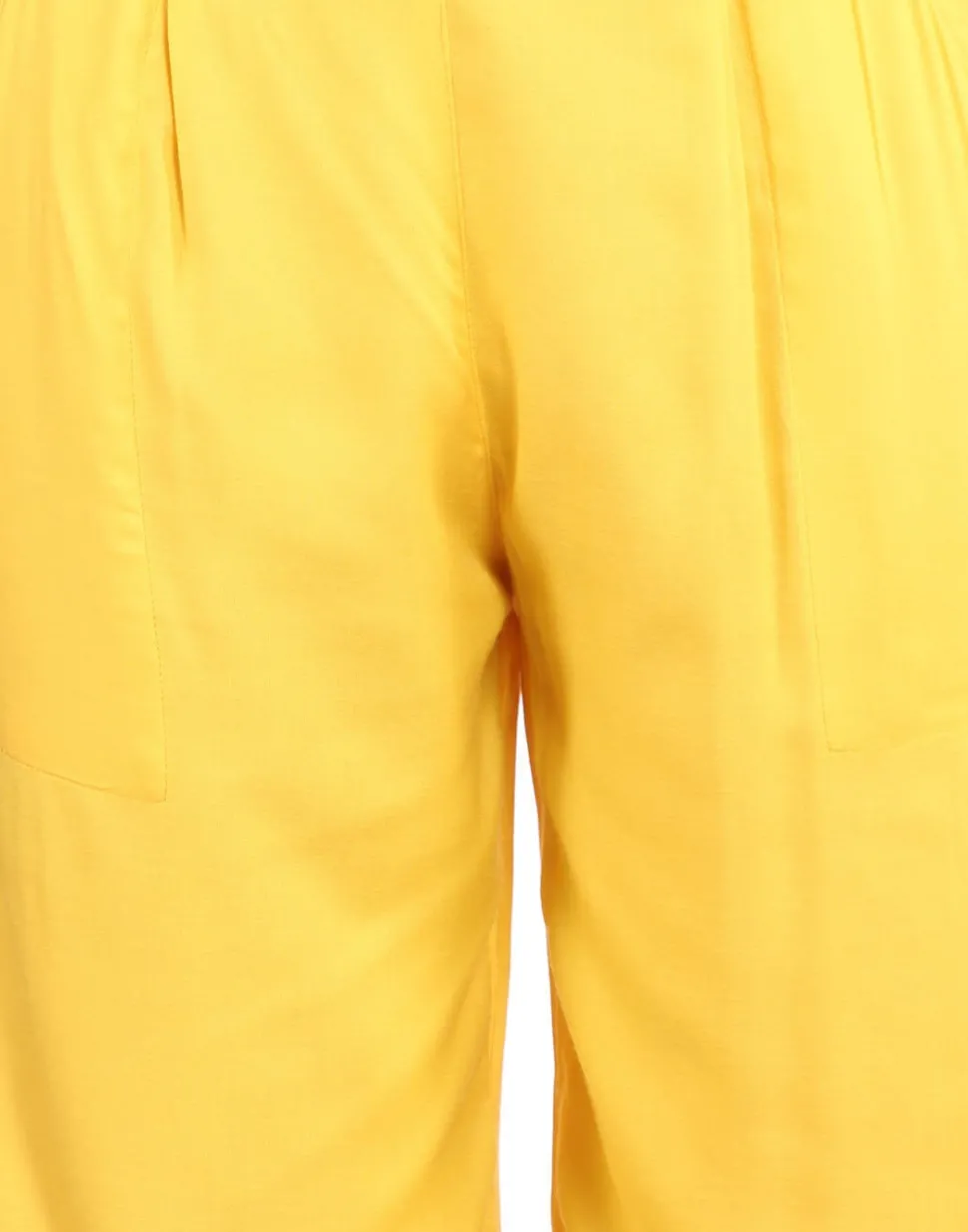 Jaipur Kurti Yellow Solid Rayon Palazzo