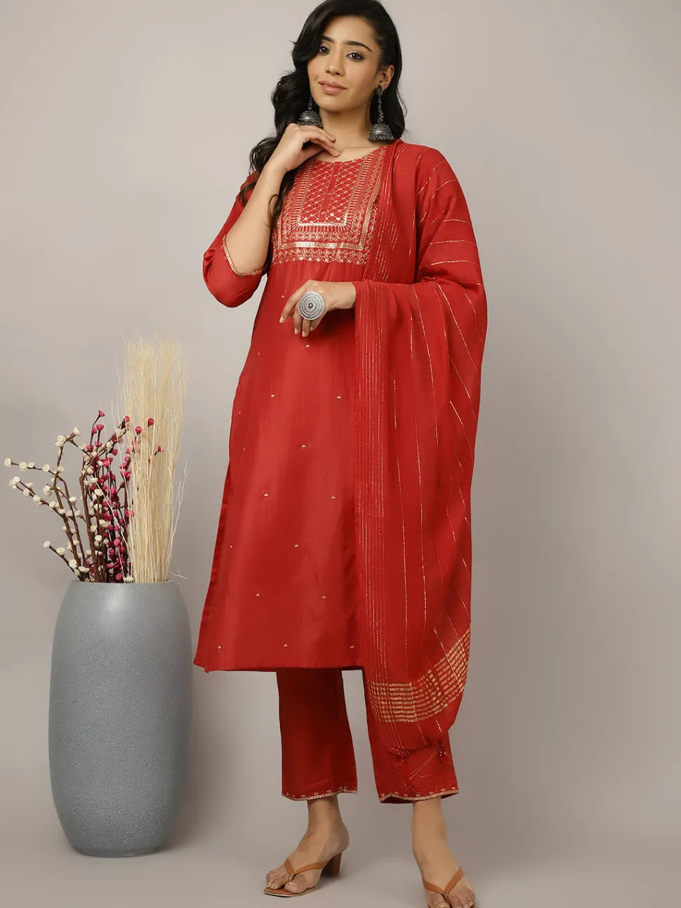 Jaipur Kurti Zari And Sequin Work Suit Set